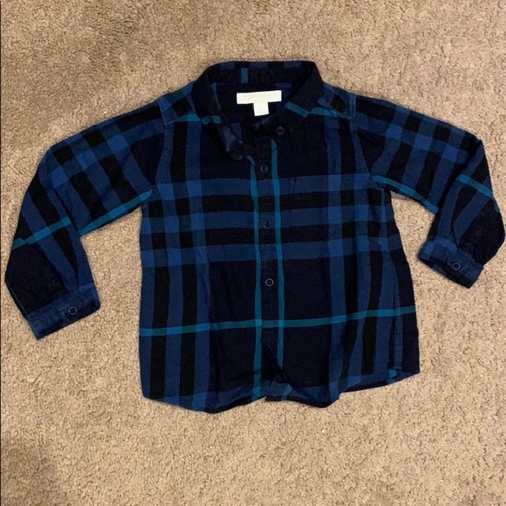 Burberry blue plaid shirt, size 2Y